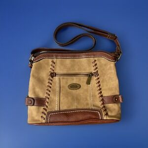 Concept Handbag L Crossbody Purse Brown‎ Faux Leather Multi Pocket Flaws In Pics